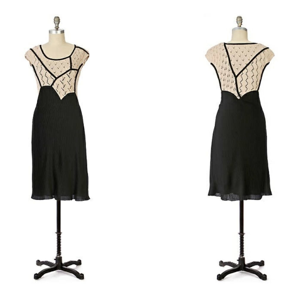 ANTHROPOLOGIE Knitted & Knotted stark‎ silhouette pleated dress S